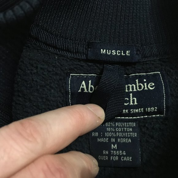 Abercrombie & Fitch Muscle Track Jacket Size Medium Navy A&F Zip Up - Picture 7 of 9